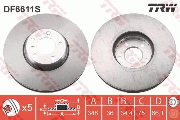 Disque de frein avant gauche TRW DF6611S