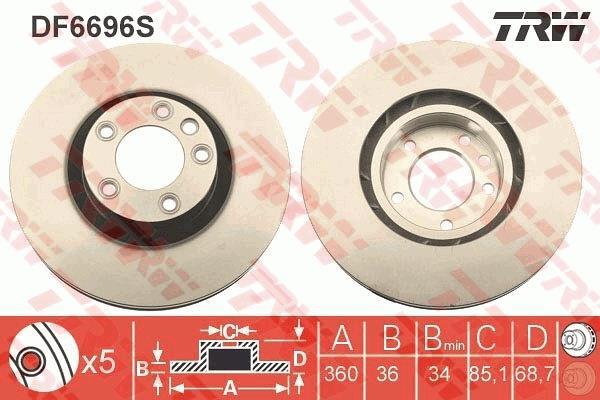 Disque de frein avant droit TRW ref. DF6696S