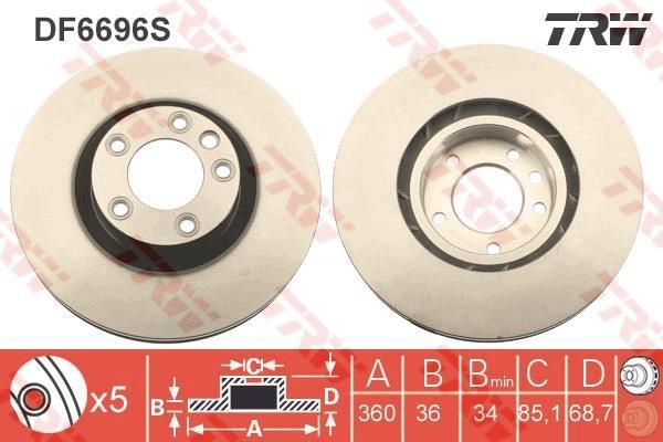 Disque de frein avant droit TRW ref. DF6696S
