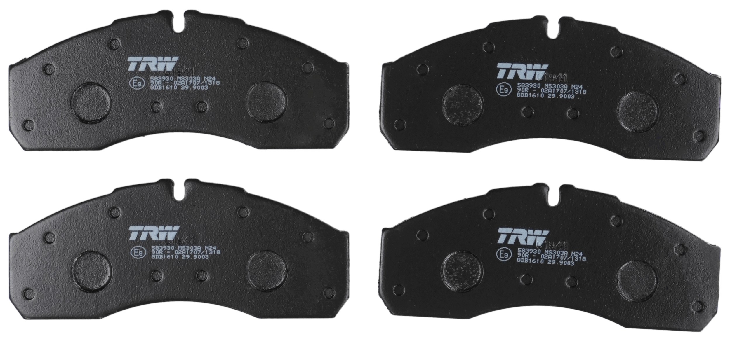 Jeu de 4 plaquettes de frein TRW ref. GDB1610