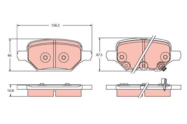 Jeu de 4 plaquettes de frein TRW ref. GDB2406