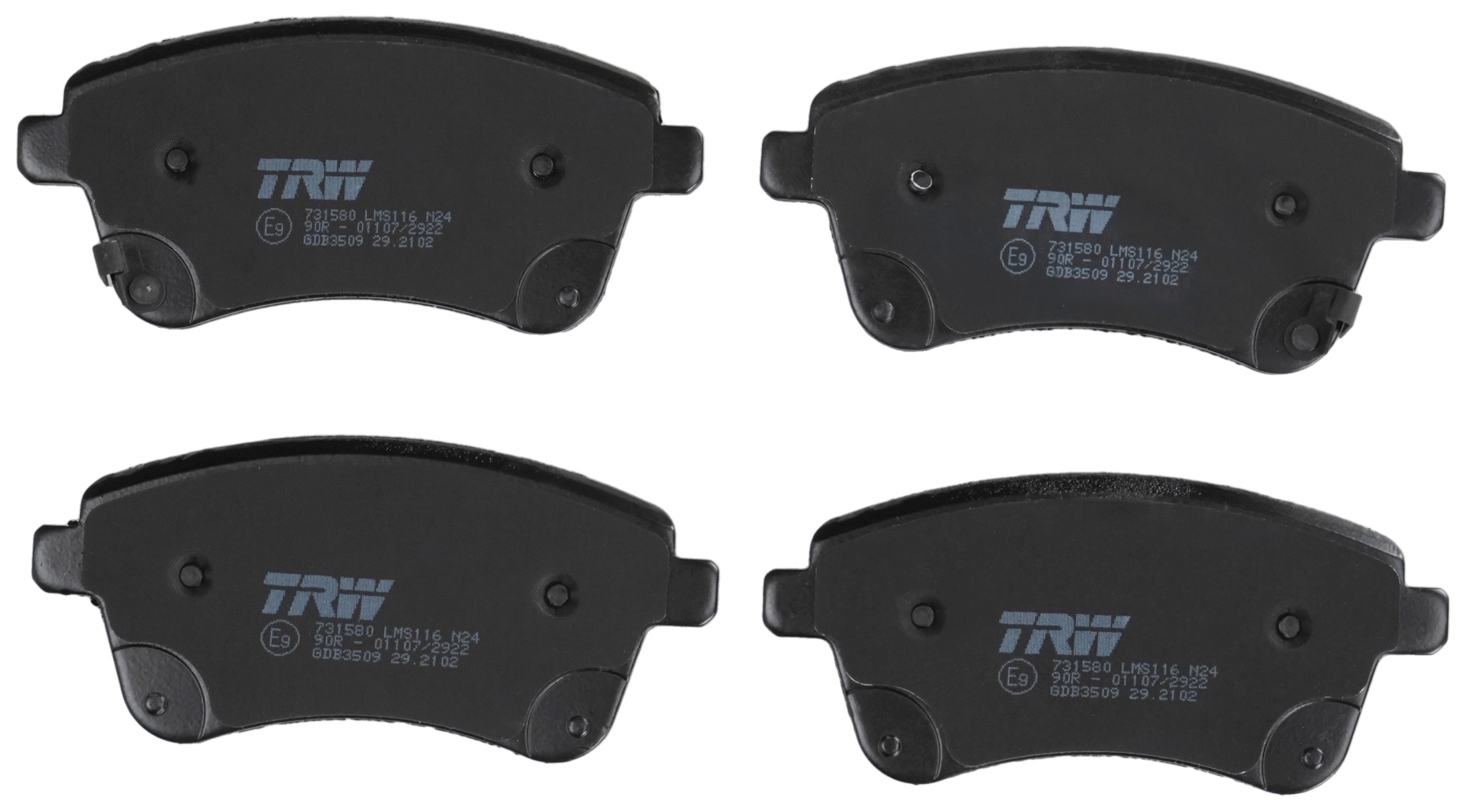 Jeu de 4 plaquettes de frein TRW ref. GDB3509