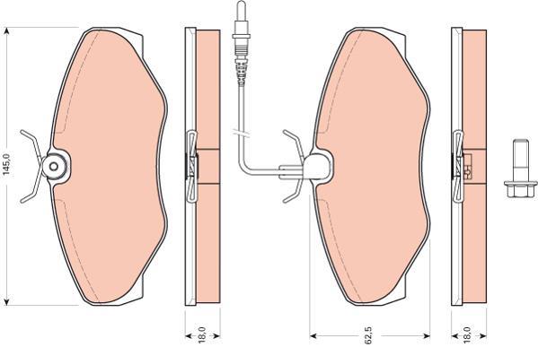 Jeu de 4 plaquettes de frein TRW GDB1760