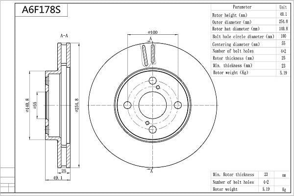 Discos de freno AISIN ref. A6F178S