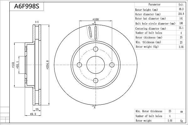 Discos de freno AISIN ref. A6F998S