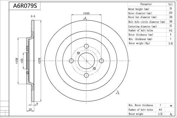 Disques de frein AISIN ref. A6R079S