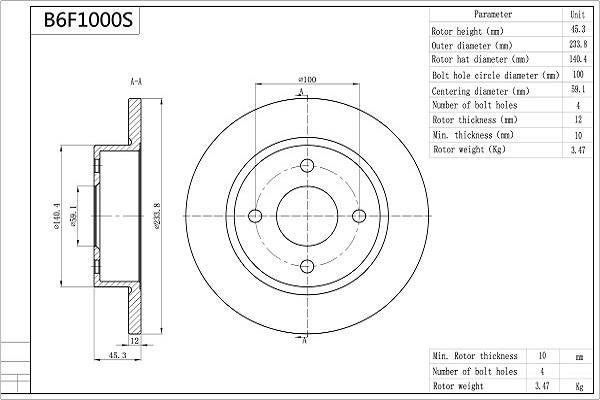 Discos de freno AISIN ref. B6F1000S