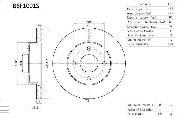 Discos de freno AISIN ref. B6F1001S