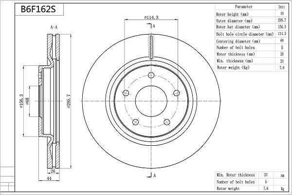 Discos de travão AISIN B6F162S