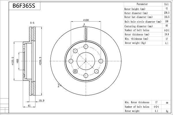 Disques de frein AISIN ref. B6F365S