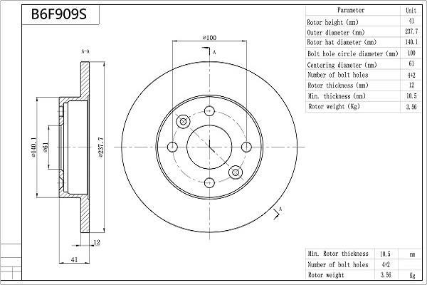 Discos de travão AISIN ref. B6F909S