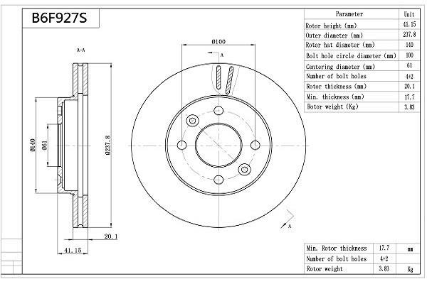 Discos de freno AISIN ref. B6F927S