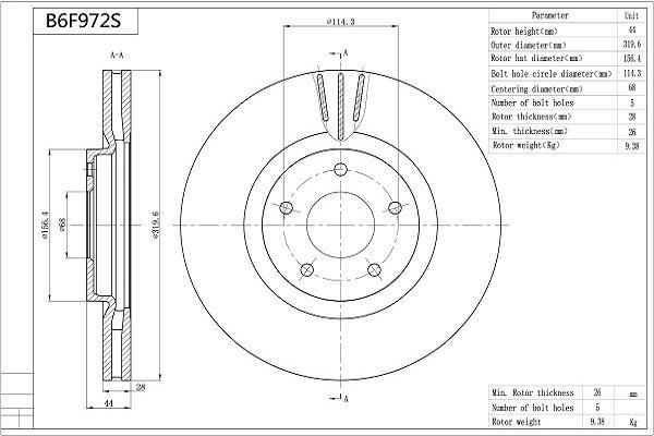 Discos de freno AISIN ref. B6F972S