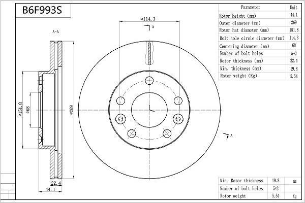 Discos de freno AISIN ref. B6F993S