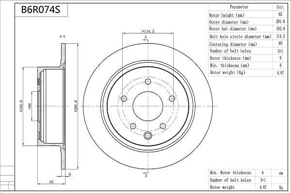 Discos de freno AISIN B6R074S