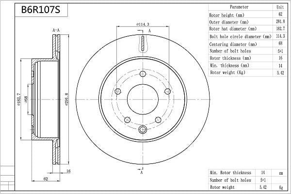 Disques de frein AISIN ref. B6R107S