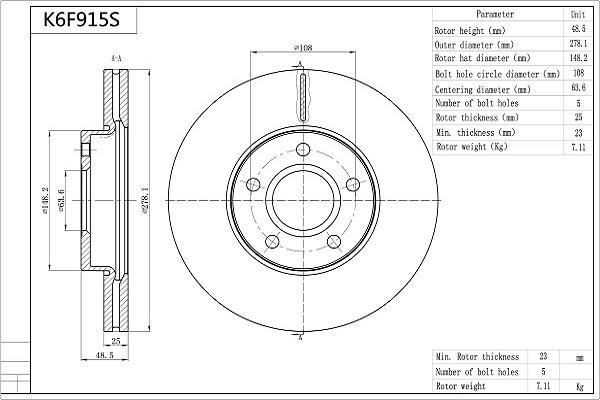 Discos de freno AISIN ref. K6F915S