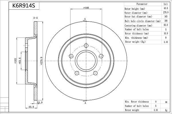 Disques de frein AISIN K6R914S