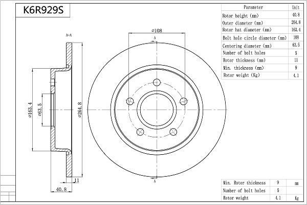 Disques de frein AISIN ref. K6R929S