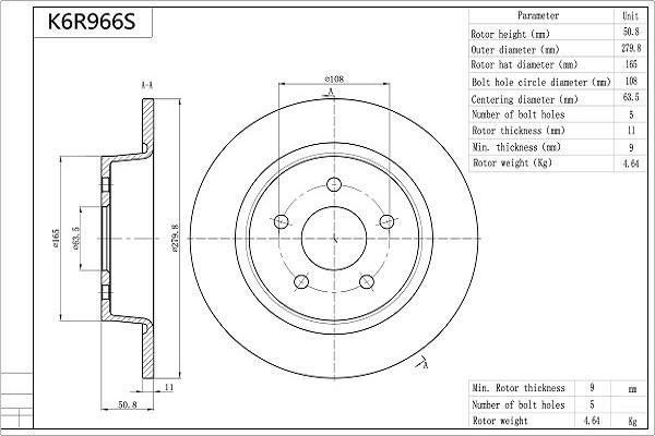 Disques de frein AISIN ref. K6R966S