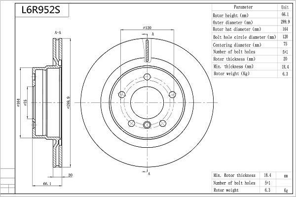 Disques de frein AISIN ref. L6R952S