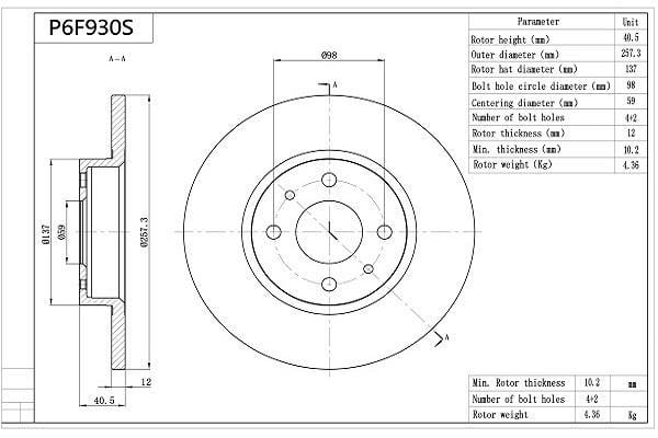 Discos de freno AISIN ref. P6F930S