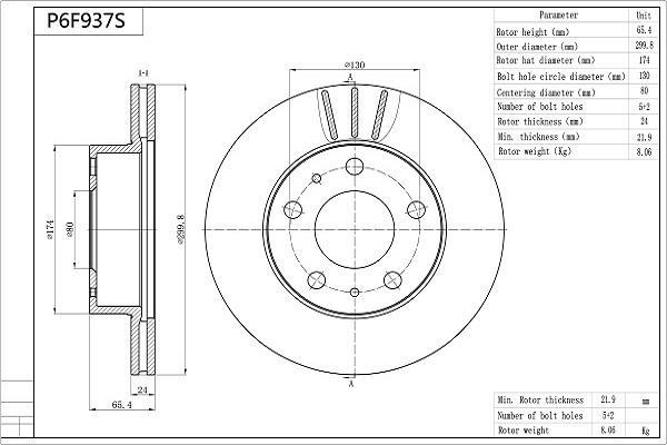 Discos de freno AISIN ref. P6F937S