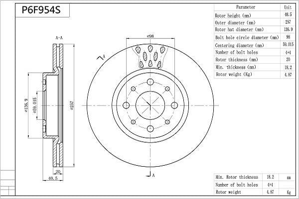 Discos de freno AISIN ref. P6F954S