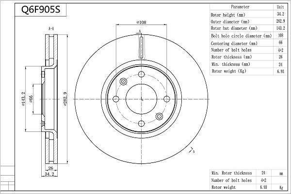 Disques de frein AISIN Q6F905S