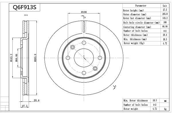 Disques de frein AISIN ref. Q6F913S
