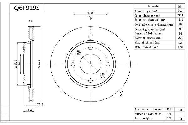 Discos de freno AISIN ref. Q6F919S