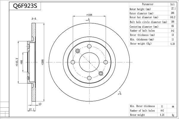 Discos de freno AISIN ref. Q6F923S
