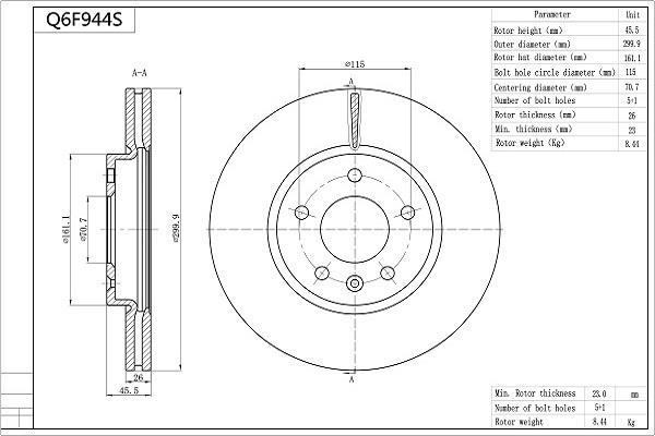 Disques de frein AISIN ref. Q6F944S