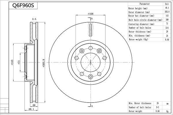 Discos de freno AISIN ref. Q6F960S