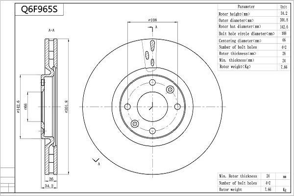 Discos de freno AISIN ref. Q6F965S