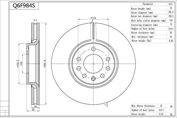 Disques de frein AISIN Q6F984S