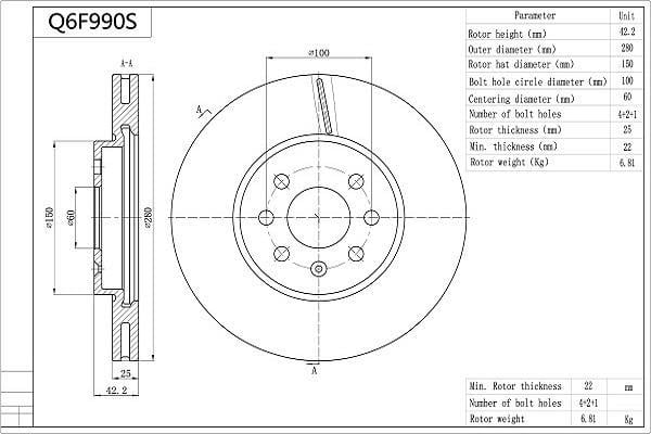 Disques de frein AISIN Q6F990S