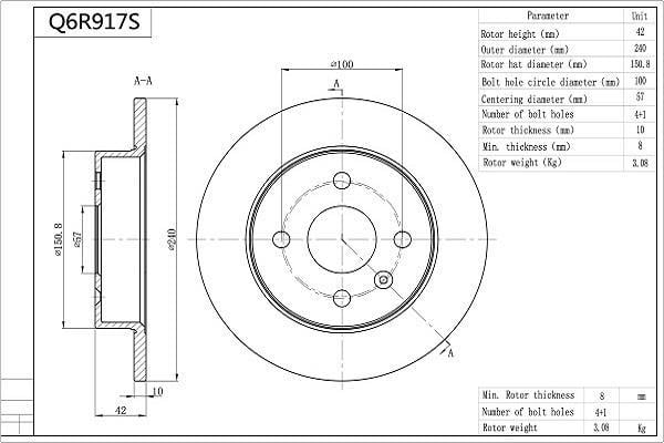 Disques de frein AISIN ref. Q6R917S
