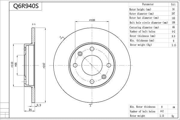 Discos de travão AISIN ref. Q6R940S