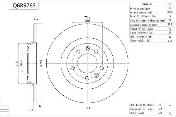 Disques de frein AISIN Q6R976S