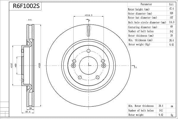 Discos de freno AISIN ref. R6F1002S