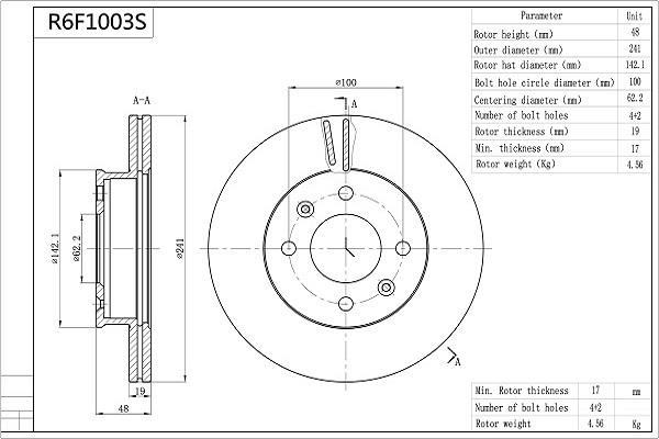 Disques de frein AISIN R6F1003S