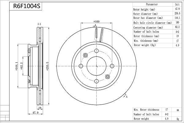 Discos de freno AISIN ref. R6F1004S