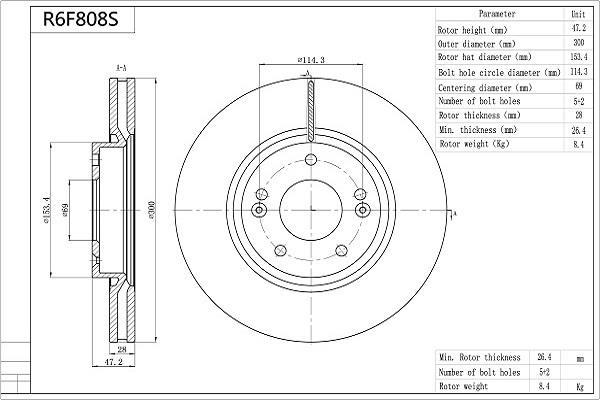 Discos de freno AISIN ref. R6F808S