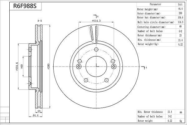 Disques de frein AISIN R6F988S