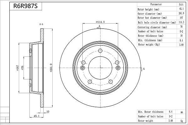 Disques de frein AISIN ref. R6R987S