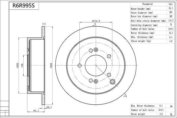 Disques de frein AISIN ref. R6R995S