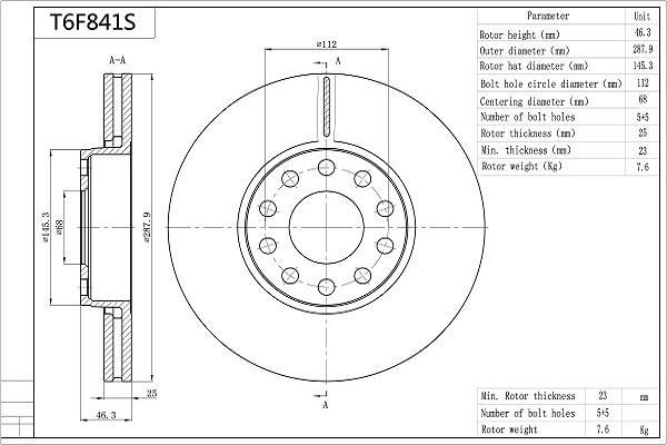 Discos de freno AISIN ref. T6F841S
