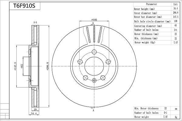 Discos de freno AISIN ref. T6F910S