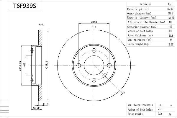Discos de freno AISIN ref. T6F939S